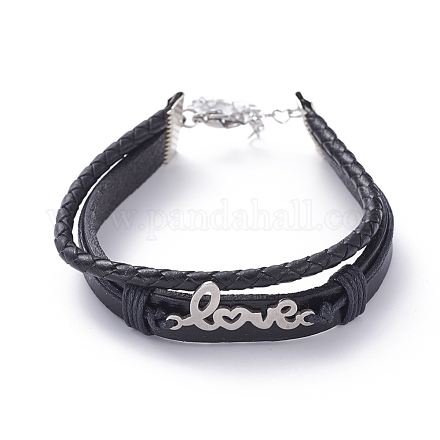 (vendita in fabbrica di feste di gioielli) braccialetti multifilo unisex in cordoncino di cuoio retrò BJEW-JB04862-03-1