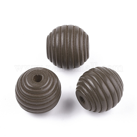 Painted Natural Wood Beehive Beads WOOD-S049-04B-01-1