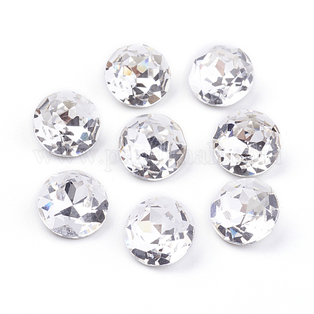 Cabochons de strass pointu dos et dos plaqué en verre&nbsp;RGLA-J012-10mm-001-1