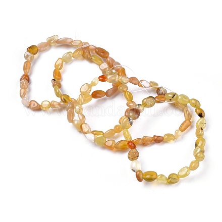 Bracelets extensibles en perles d'opale jaune naturel BJEW-K213-10-1
