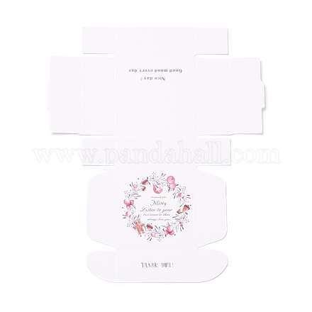 創造的な折りたたみ結婚式のキャンディー厚紙箱  小さな紙のギフトボックス  手作り石鹸と装身具用  花柄  7.7x7.6x3.1cm  展開：24x20x0.05cm CON-I011-01J-1