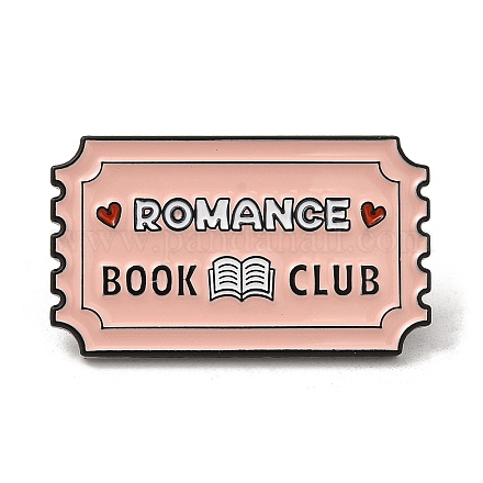 Прямоугольник с эмалированными булавками в форме сердца и слова «Романтический книжный клуб» JEWB-M029-07B-EB-1