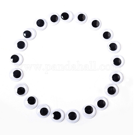 In bianco e nero in plastica Wiggle occhi finti cabochon DOLL-PW0001-077D-1