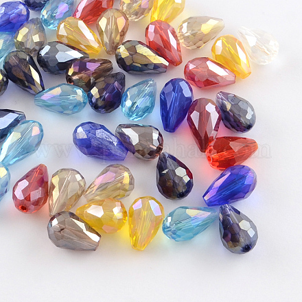 Perle di vetro a goccia placcate color ab EGLA-R104-8x11-1