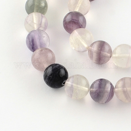 Round Natural Fluorite Beads Strands G-R339-03-1