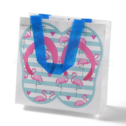 Summer Beach Theme Printed Flip Flops Non-Woven Reusable Folding Gift Bags with Handle ABAG-F009-E10-1