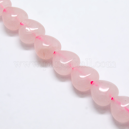 Herz natürlichen Rosenquarz Perlen Stränge G-G632-01-1