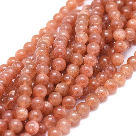 Chapelets de perles de sunstone naturelle naturelles G-F674-09-7mm-1