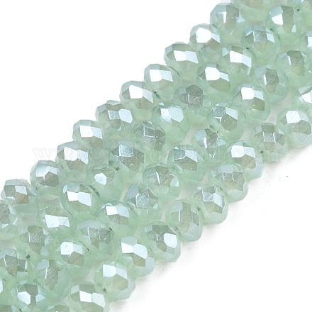 1 Strang galvanisierte imitatorische Jade Glasperlen Stränge X-EGLA-J025-F07-1