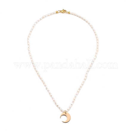 Moon Brass Pendant Necklaces NJEW-JN02972-01-1