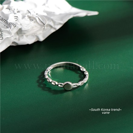 925スター指輪シルバー指輪  フラットラウンド  プラチナ  usサイズ6（16.5mm） RJEW-BB48463-A-1