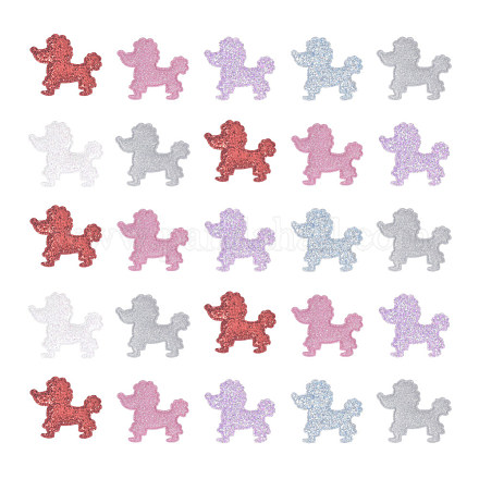 Nbeads手作りコスチュームアクセサリー  布刺繍  アップリケ  犬  ミックスカラー  44x51x3.5mm  6個/カラー  36個/セット FIND-NB0001-11-1