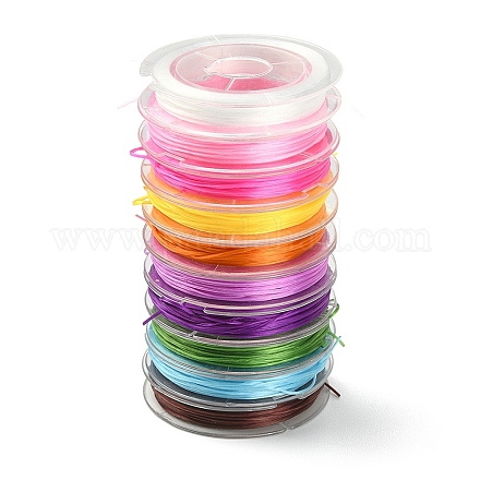 10 rouleaux de ficelle en cristal élastique plat 10 couleurs EW-YW0001-10-1