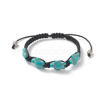 Bracelet de perles tressées en tortue synthétique turquoise (teinte) pour femme BJEW-TA00225-01-1