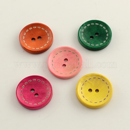 Botones de madera teñidos de 2-agujero BUTT-R031-038-1