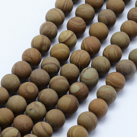 Chapelets de perles en pierre en bois naturel G-F518-21-6mm-1
