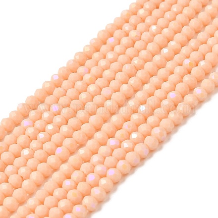 Electroplate Opaque Solid Color Glass Beads Strands EGLA-A034-P4mm-L19-1