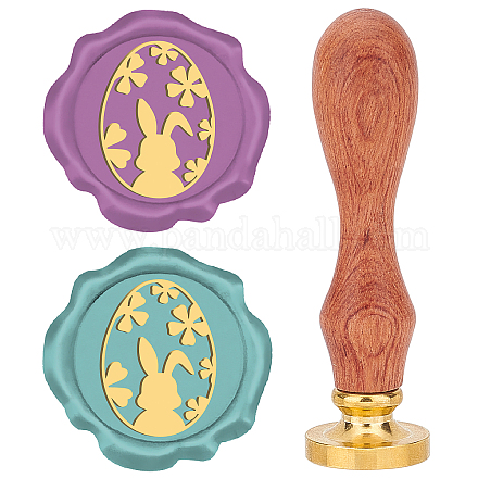 Brass Wax Seal Stamps with Rosewood Handle AJEW-WH0412-0077-1