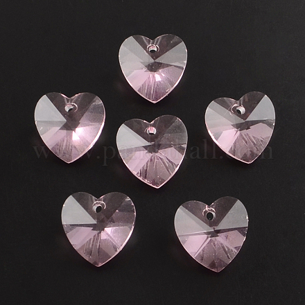 Transparent Glass Heart Pendants X-GLAA-R082-09-1