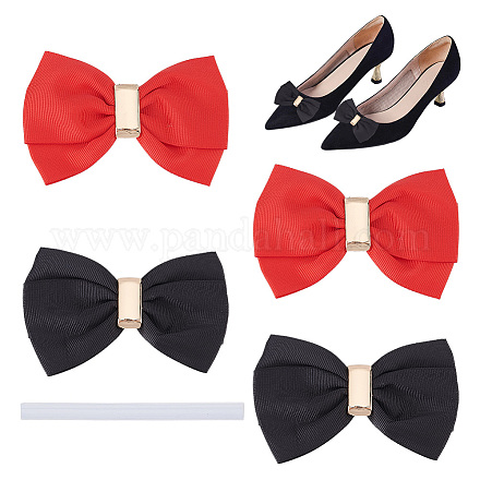 Pandahall elite 2 ensembles 2 couleurs décoration de chaussures bowknot en polyester FIND-PH0010-25-1