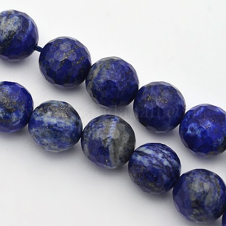 Faceted Round Natural Lapis Lazuli Beads Strands G-E302-081-12mm-1