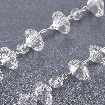 Chaînes de perles de laiton à la main avec des perles à facettes CHC-R131-20-1