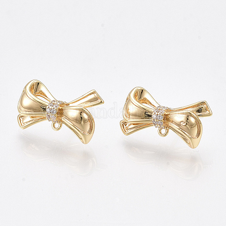 Brass Cubic Zirconia Stud Earring Findings KK-S350-425-1