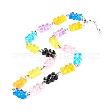 Ожерелья-цепочки из смолы с медведем NJEW-JN03574-1