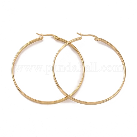 201 Stainless Steel Big Hoop Earrings with 304 Stainless Steel Pins for Women EJEW-E146-07G-A-1