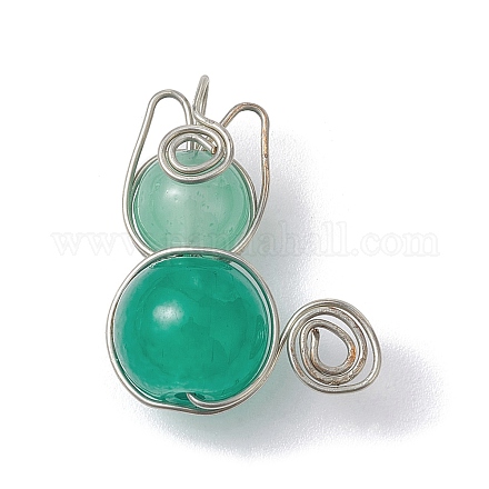 Imitation Jade Glass Bead Pendants PALLOY-JF02479-04-1