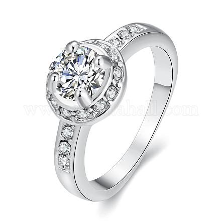 Изысканные обручальные кольца из латуни чешский горный хрусталь палец кольца для женщин RJEW-BB02132-6B-1