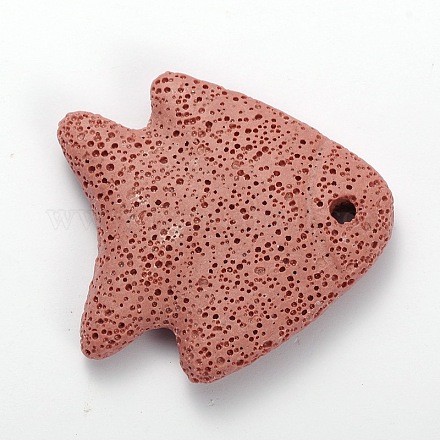 Synthetic Lava Rock Big Fish Pendants G-O025-07G-1