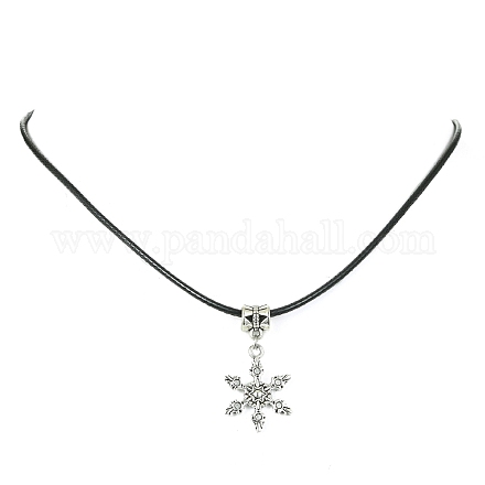 Ожерелья с подвесками из тибетского сплава в виде снежинок NJEW-JN04538-05-1