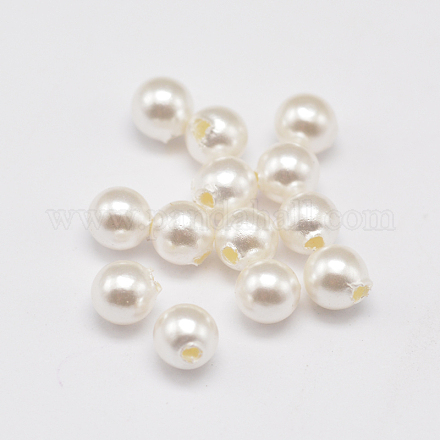 Half Drilled ABS Plastic Imitation Pearl Round Beads OACR-F002A-01-1