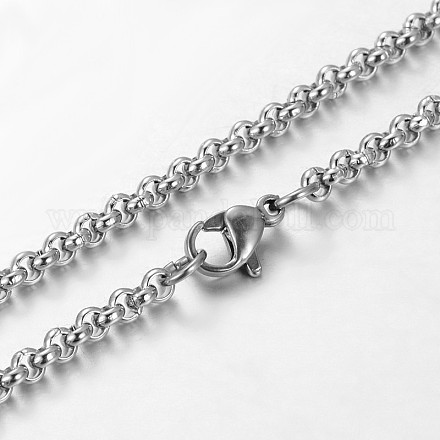 304 Stainless Steel Rolo Chain Necklaces NJEW-L136-07P-1