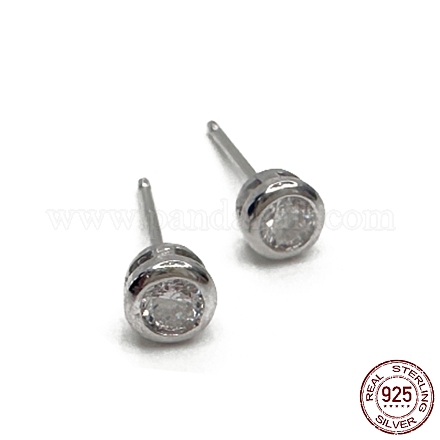 Boucles d'oreilles puces 925 colonne en argent sterling rhodié EJEW-K265-02P-1