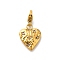 Heart 304 Stainless Steel Rhinestones Pendant Decorations, Ion Plating(IP), with Lobster Claw Clasp, Real 14K Gold Plated, Light Rose, 16.5x13.5x2mm