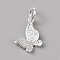 Brass Charms, with Jump Ring, Silver, Butterfly, 16x11.5x2.5mm, Hole: 4mm