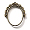 Rotatable Alloy Swivel Open Back Bezel Pendants, For DIY UV Resin, Epoxy Resin, Cadmium Free & Nickel Free & Lead Free, Oval with Leaf, Antique Bronze, 38x31.5x3.5mm, Hole: 1.4mm