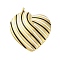 304 Stainless Steel Pendants, with Enamel, Stripe Heart Charm, Golden, Black, 28x24x4.5mm, Hole: 2mm