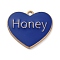 Alloy Enamel Pendants, Golden, Word Honey, Heart, 27x30x2.5mm, Hole: 2.5mm