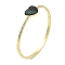 Rack Plating Brass Micro Pave Cubic Zirconia Heart Hinged Bangles for Women, Real 18K Gold Plated, Cadmium Free & Lead Free, Long-Lasting Plated, Dark Green, Inner Diameter: 2-3/8 inch(6.05cm)