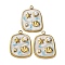 304 Stainless Steel Enamel Pendants, with ABS Plastic Imitation Pearl Beads, Rectangle with Starfish & Shell, Golden, Ion Plating(IP), White, 23.5x17.5x5.5mm, Hole: 1.6mm