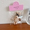 Cute Fluffy Wool Rabbit Keychain, Hanging Decoration, Misty Rose, 70~85mm