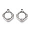 Tibetan Style Alloy Pendant Cabochon Settings, Cadmium Free & Lead Free, Rhombus, Antique Silver, Tray: 11mm, 20x16.5x2.5mm, Hole: 1.6mm