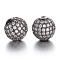CZ Brass Micro Pave Cubic Zirconia Round Beads, Gunmetal, 10mm, Hole: 2mm