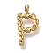 PVD Vacuum Plating 304 Stainless Steel Pendants, Real 18K Gold Plated, Letter Charm, Letter P, 14.5x7.5x3mm, Hole: 1.8mm