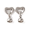 Brass Fold Over Clasps, Heart, Platinum, 21mm, Hole: 5.6mm
