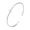 Rack Plating Brass Micro Pave Clear Cubic Zirconia Letter Open Cuff Bangles, Torque Bangles for Women, Platinum, Lead Free & Cadmium Free, Letter J, Inner Diameter: 1-7/8x2-1/4 inch(4.8x5.8cm)