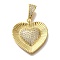 Heart Rack Plating Brass Micro Pave Clear Cubic Zirconia Pendant, Long-Lasting Plated, Lead Free & Cadmium Free, Real 18K Gold Plated, 27x27.5x5mm, Hole: 8x5mm
